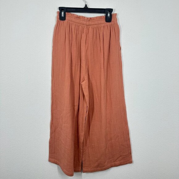 Treasure & Bond Nordstrom Girls Brushed Cotton Peach Pink Wide Leg Sweats Medium - Picture 2 of 6